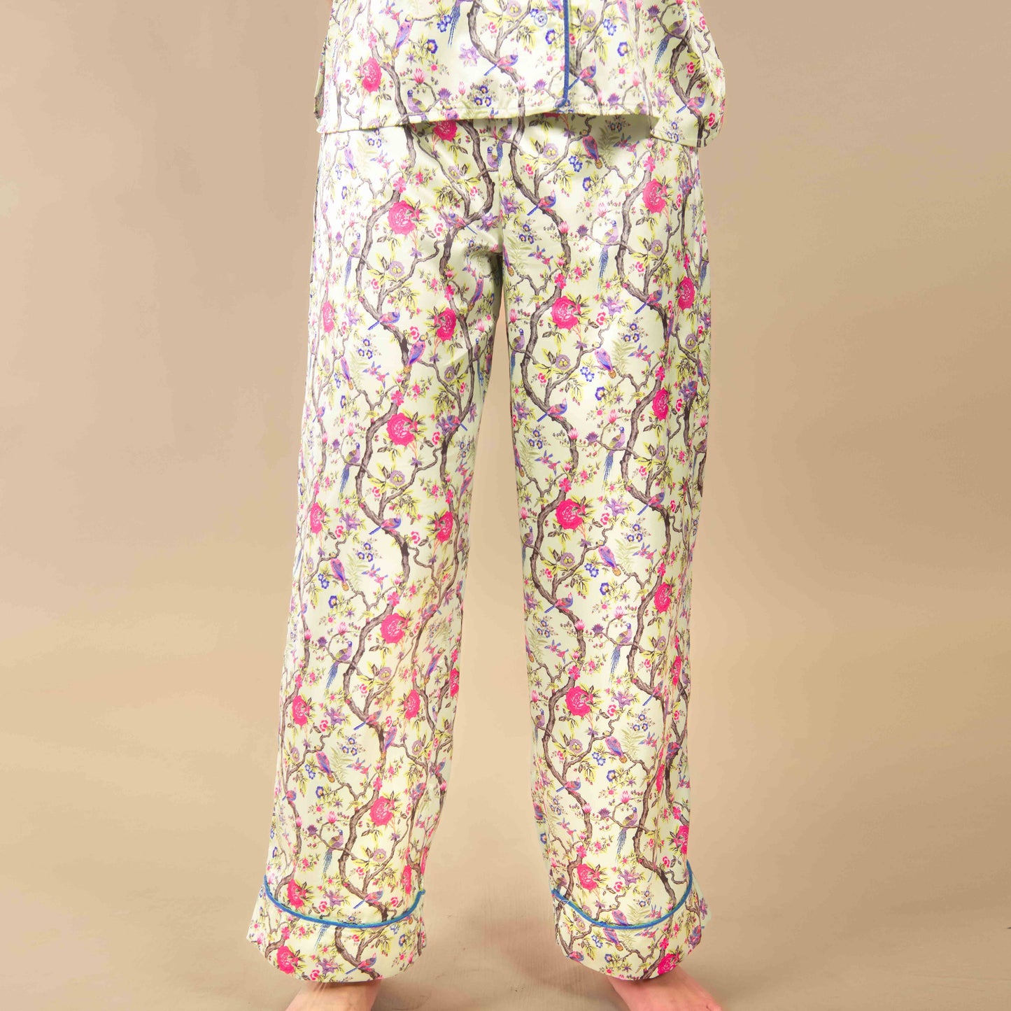 Peacock Silky Satin Pajama Pants Set