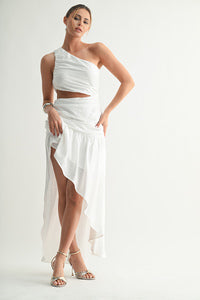 Cascade One-shoulder High-low Maxi Dress