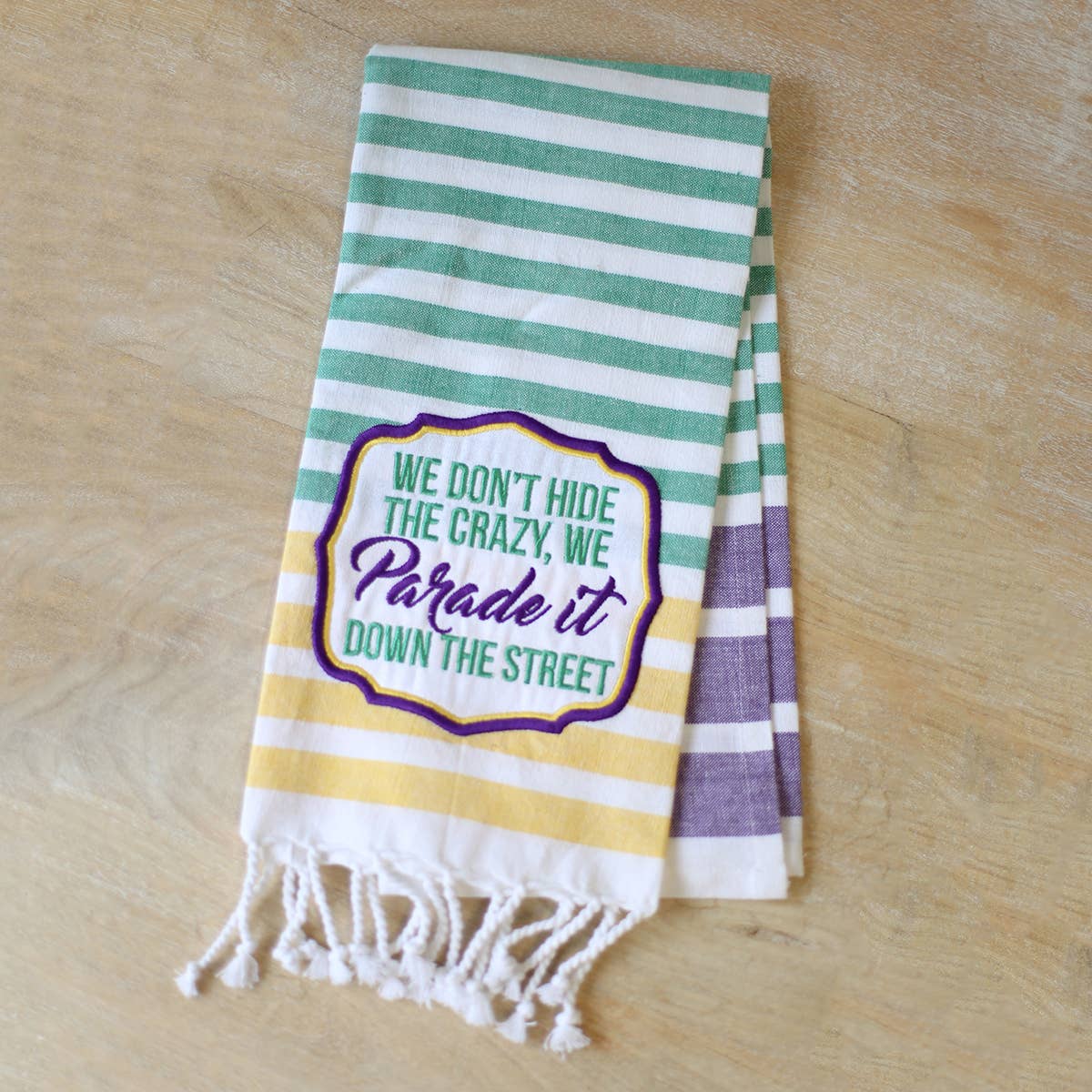 Hide The Crazy Stripe Hand Towel Purple/Green/Yellow 20x28