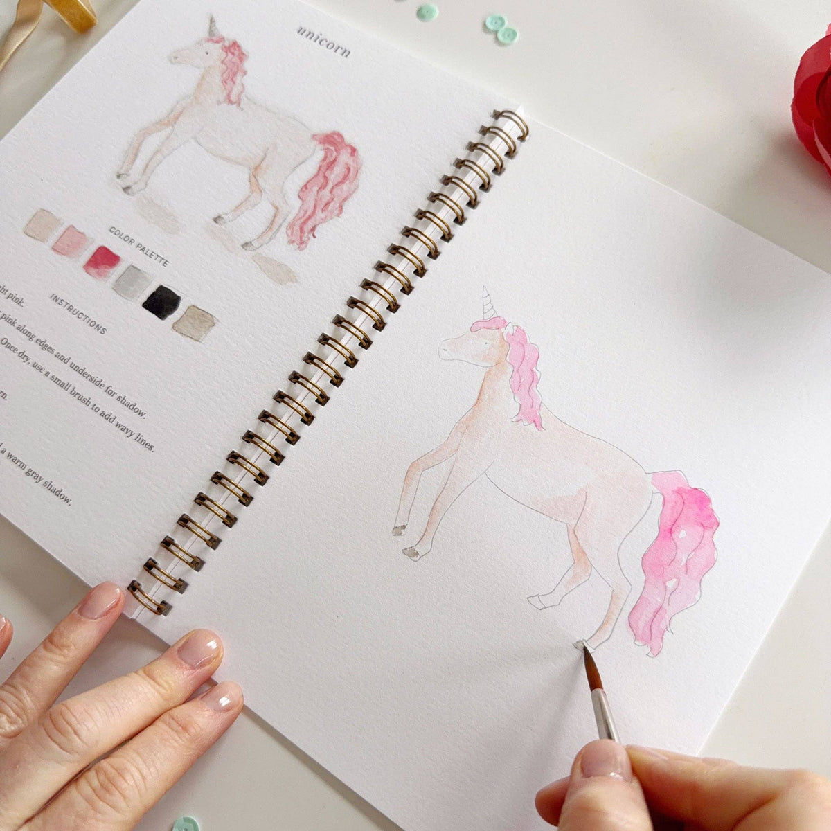 Painting a unicorn in the Fairytale workbook