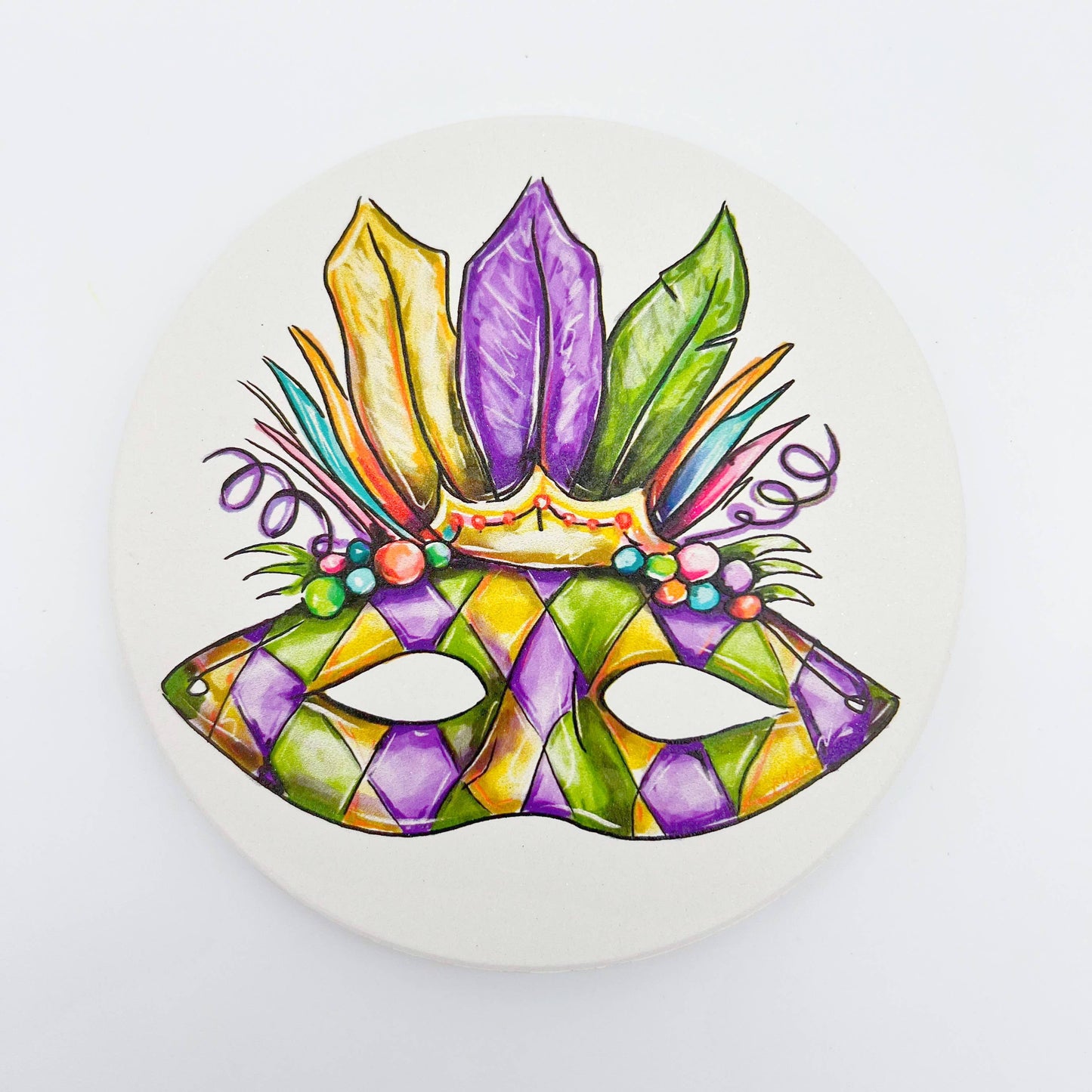 Carnival Mask Round Coaster - New Orleans Mardi Gras Decor