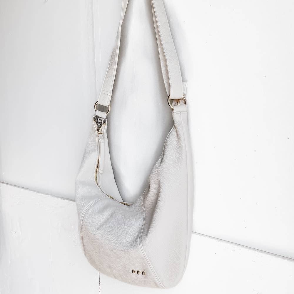 Hattie Shoulder Hobo Bag: Cream