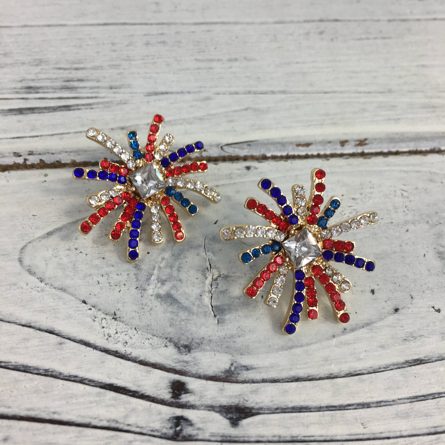 Patriotic fireworks post earrings
