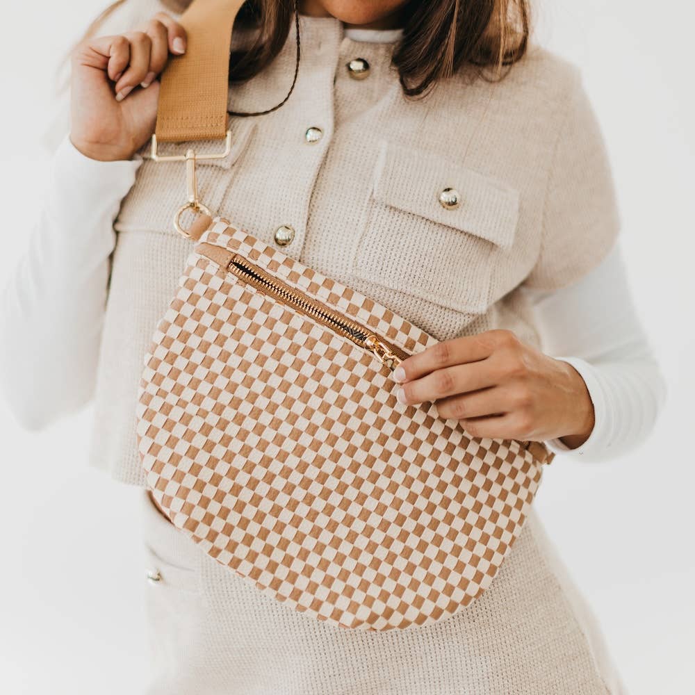 Tan Check - Westlyn Woven Bum Bag
