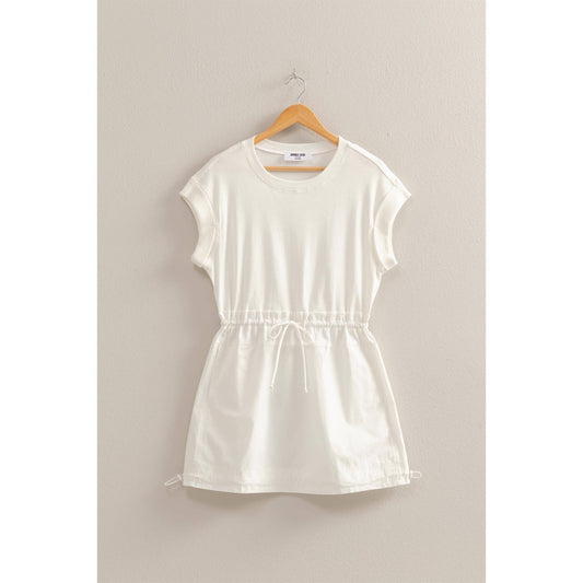 Short Sleeve Elasticized Waist Mini Dress