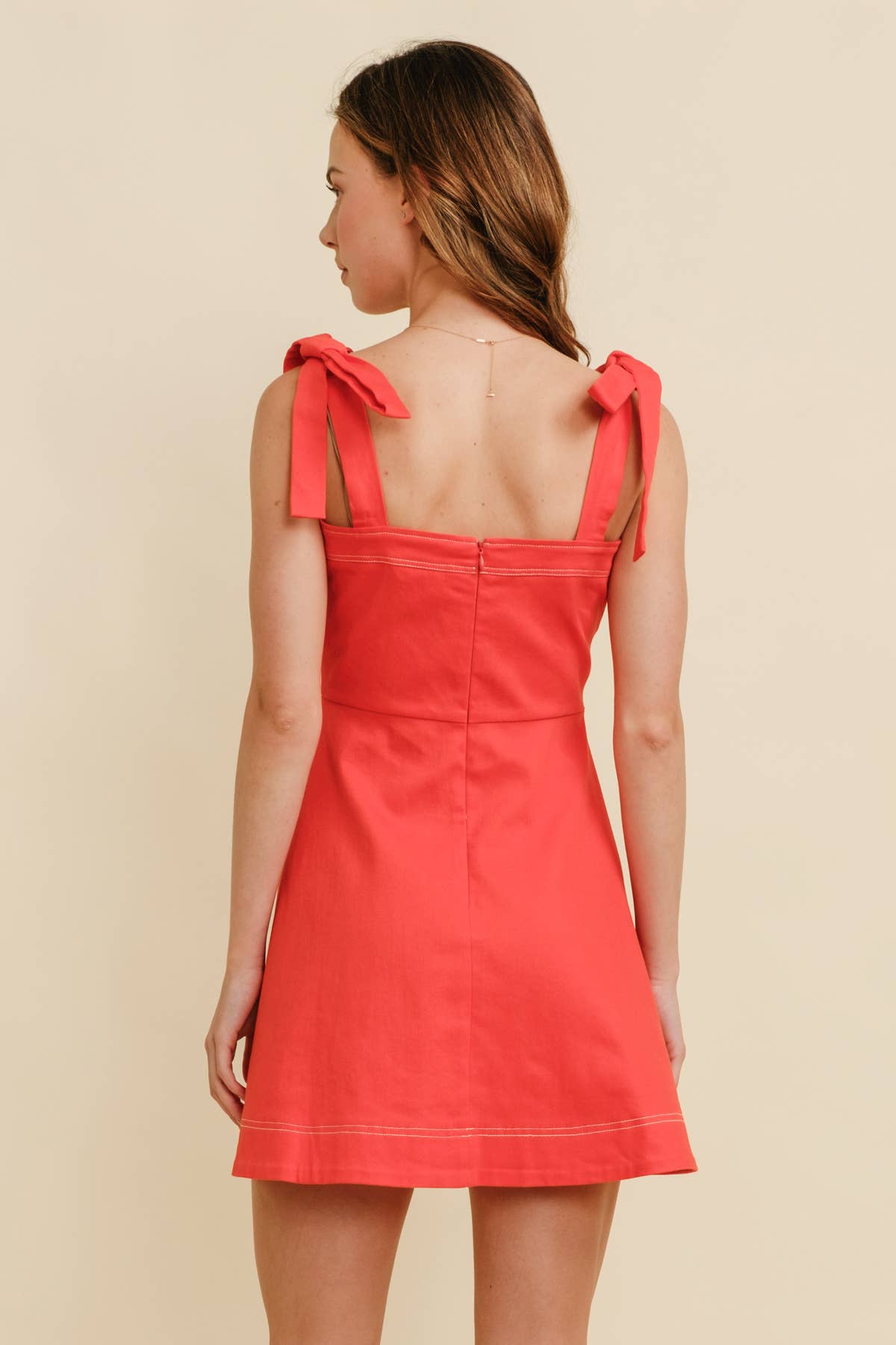 PURPLE STRAP TIE FLOWY MINI DRESS