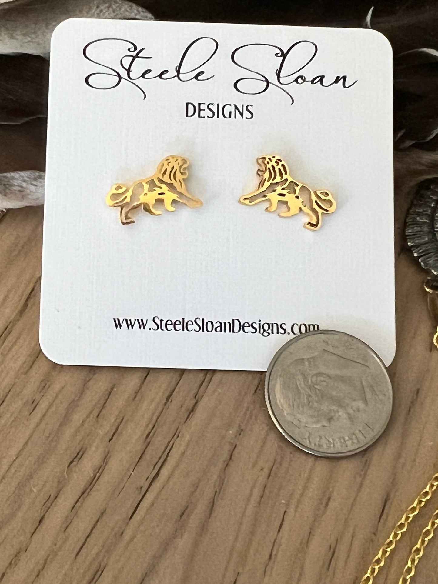 Lion Gold Stud earrings