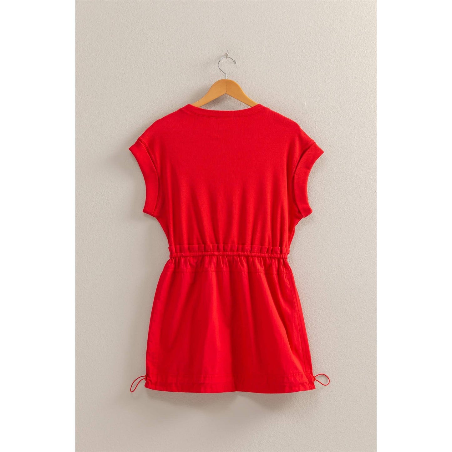 Short Sleeve Elasticized Waist Mini Dress