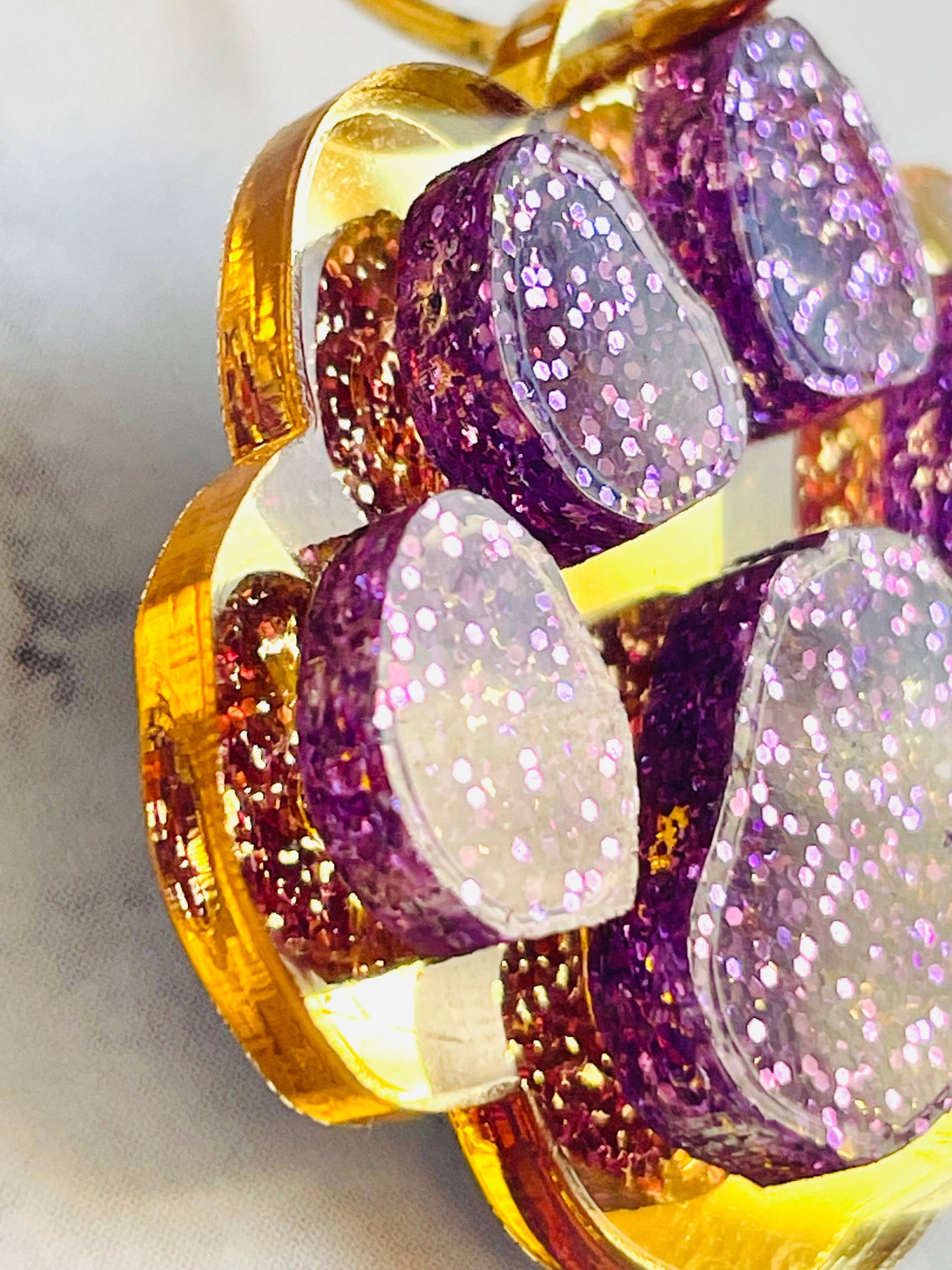 Purple & Gold Football Sports Paw Hoop Earrings
