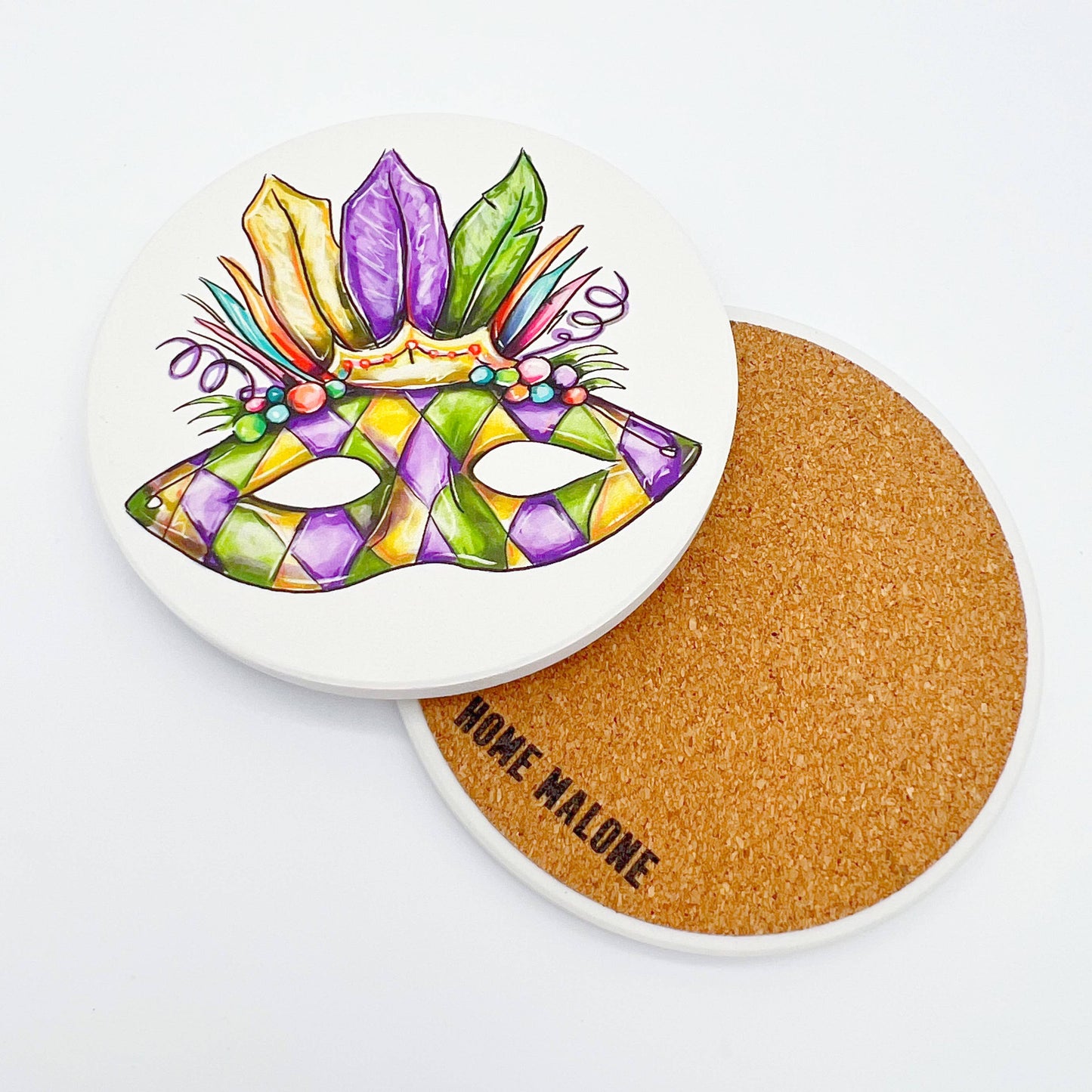 Carnival Mask Round Coaster - New Orleans Mardi Gras Decor