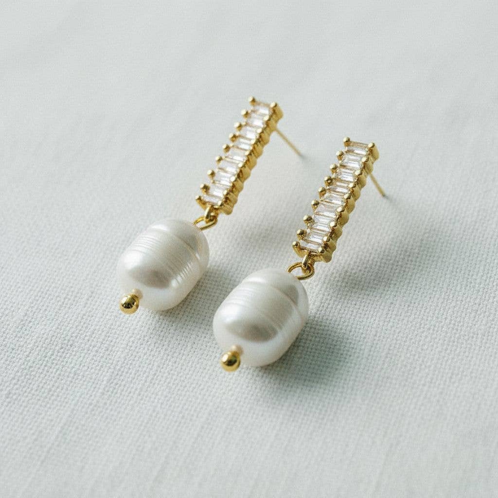Artisan Vintage Gemstone Pearl Drop Earrings