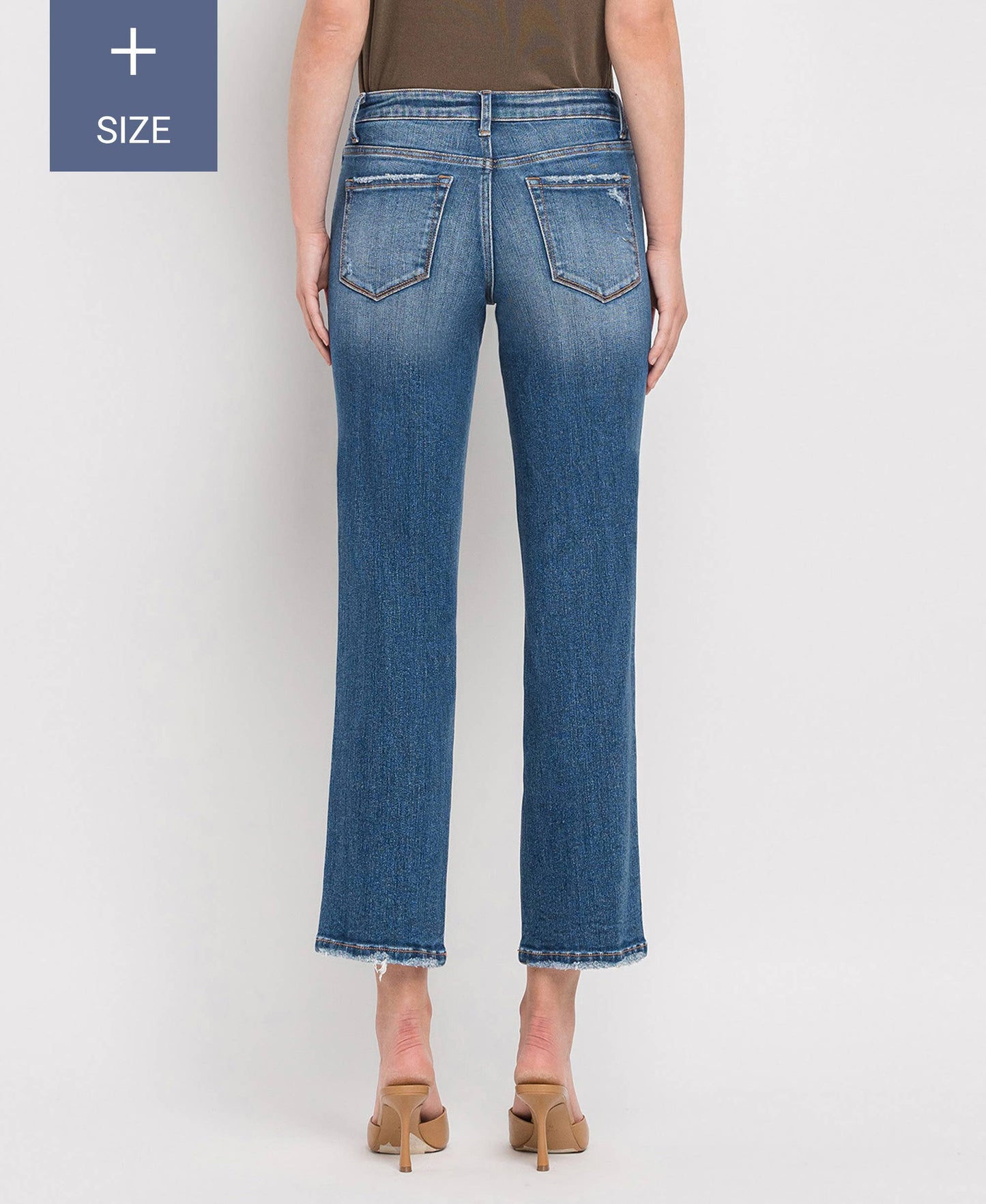 Curvy High Rise Crop Straight Jeans