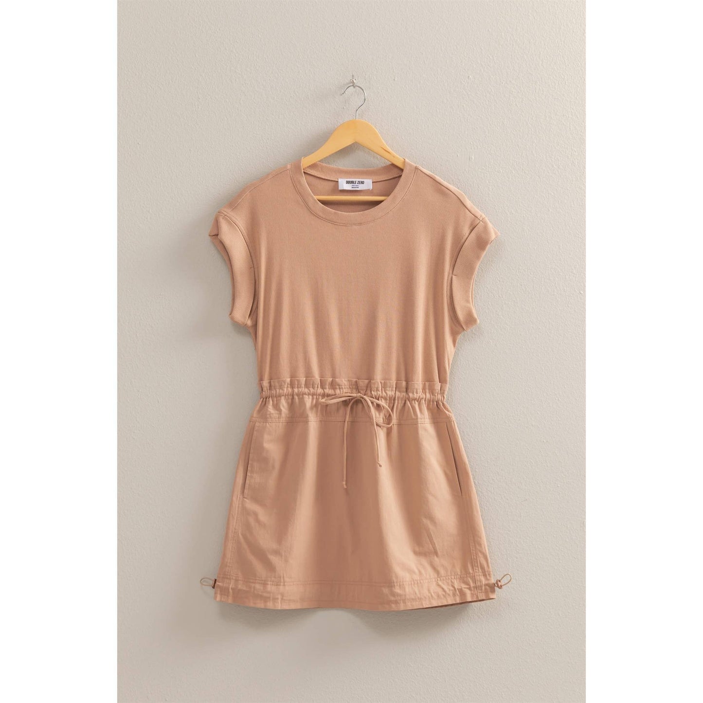 Short Sleeve Elasticized Waist Mini Dress