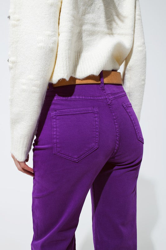 Purple Cropped Wide Legged Jeans