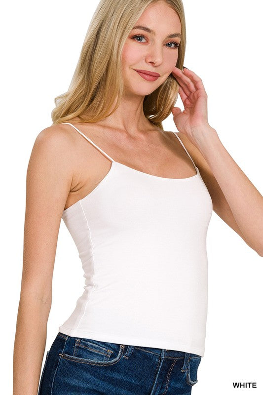 DOUBLE LAYERED SPAGHETTI CAMI White