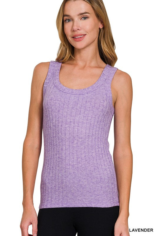 Melange Rib Tank Top -Lavender