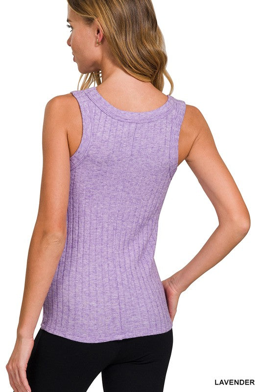 Melange Rib Tank Top -Lavender