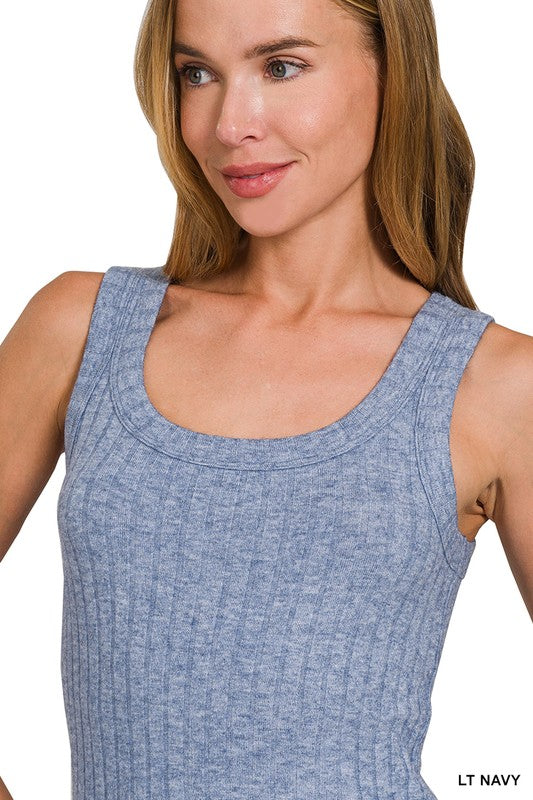 Melange Rib Tank Top -Blue
