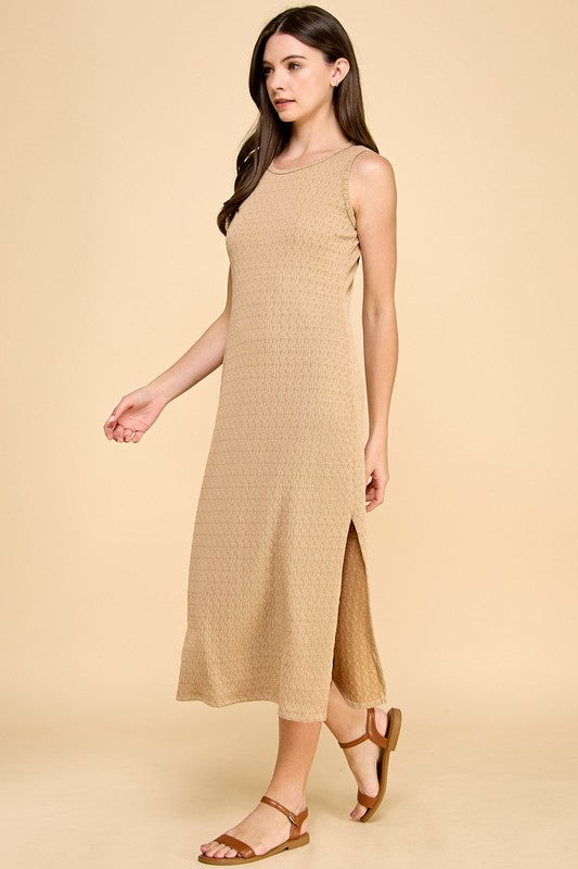 Kaci Taupe Sleeveless Midi Dress