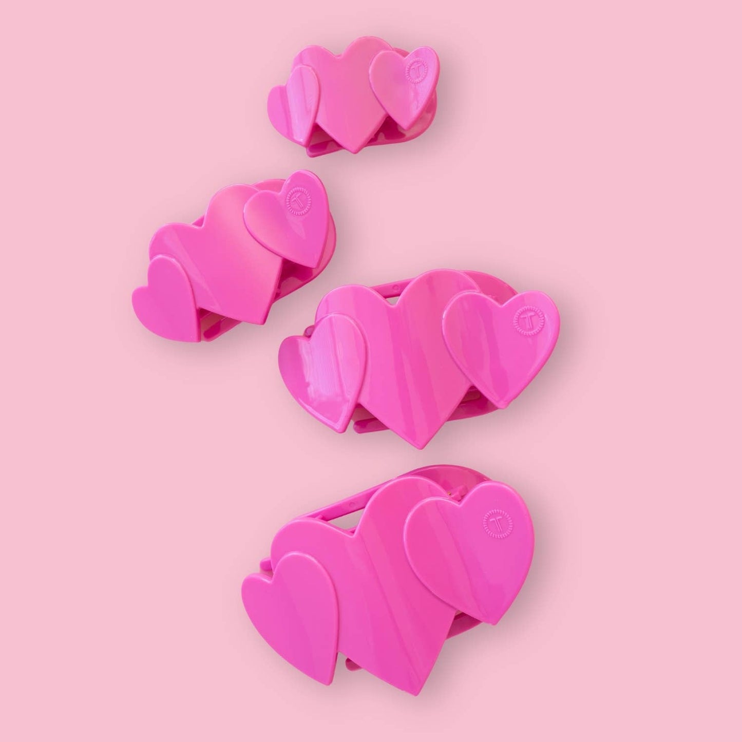 Flat Hair Clip | Large | Pink Heart to Heart