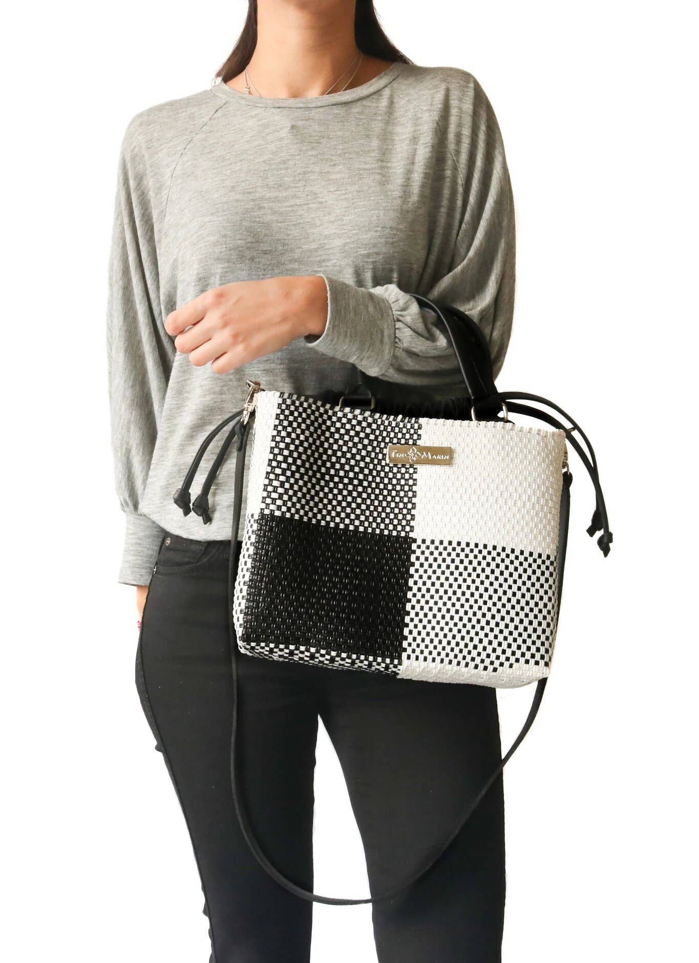 Lucy Medium Woven Crossbody with Drawstring Bag