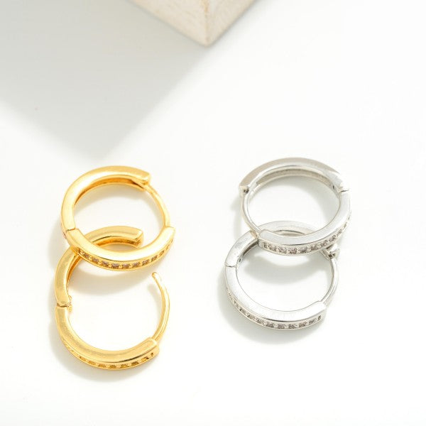 Gold Pave Huggie