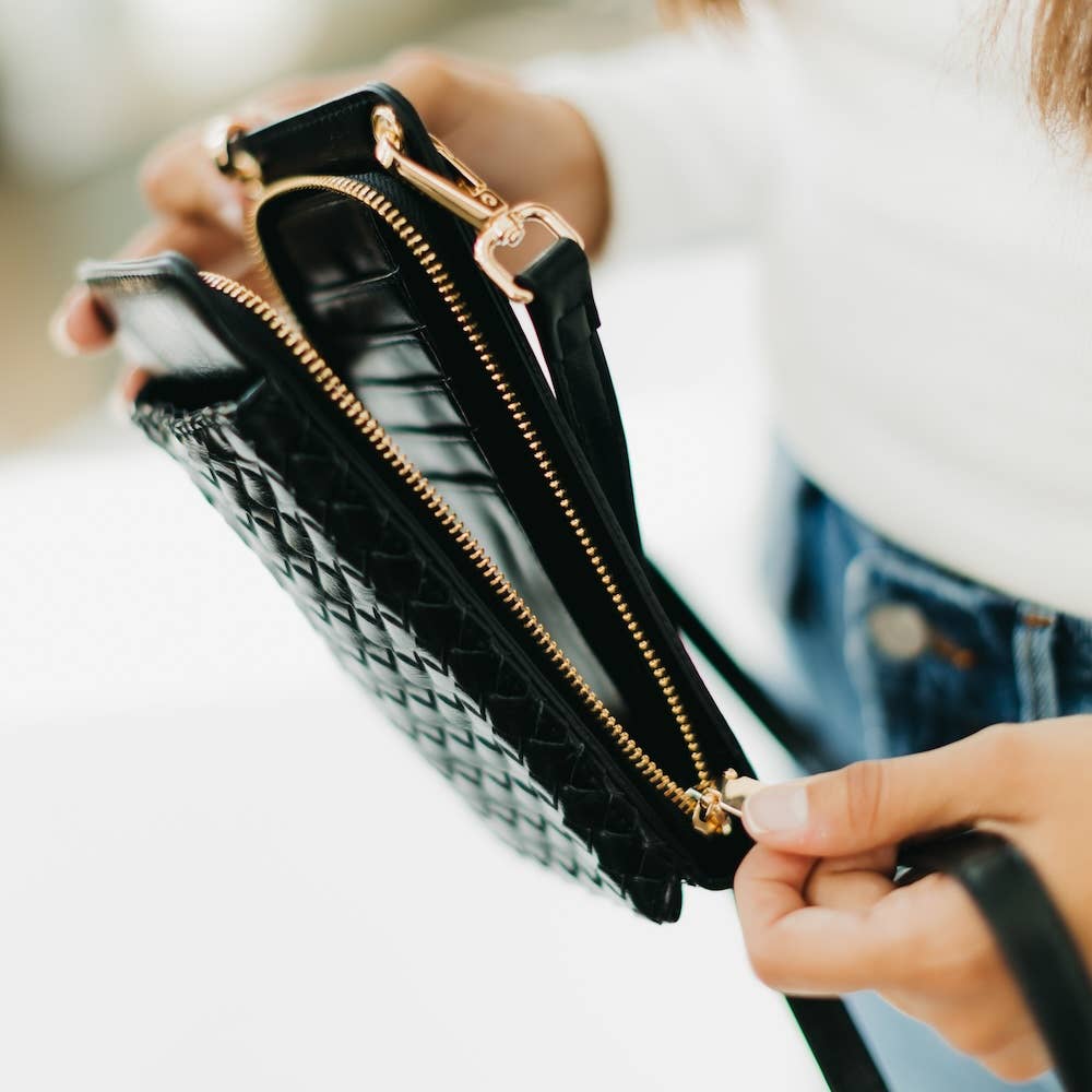 Brown Woven Double Duty Phone Bag
