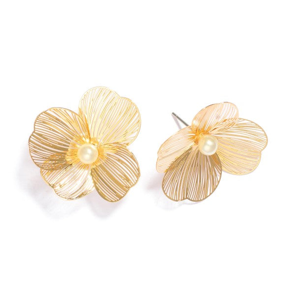 Gold Flower w Pearl