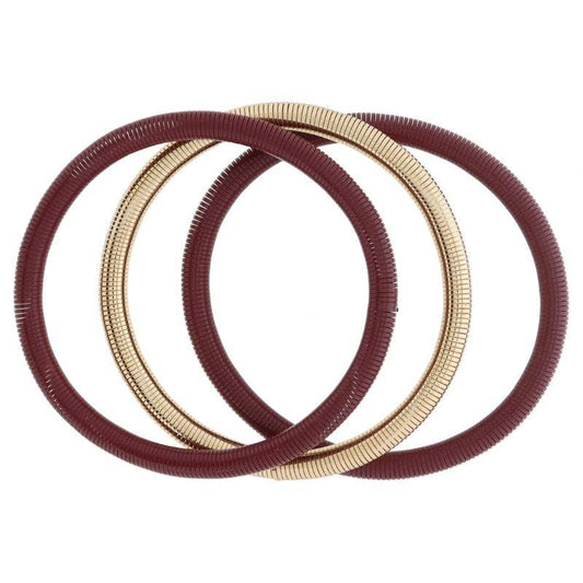 Maroon and Gold Stretchy Bangles Bracelet