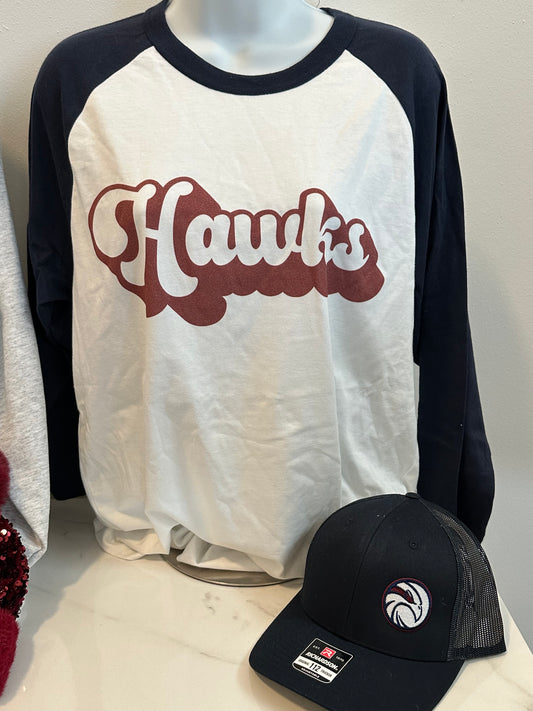 Hawks 3/4 length sleeve retro T shirt