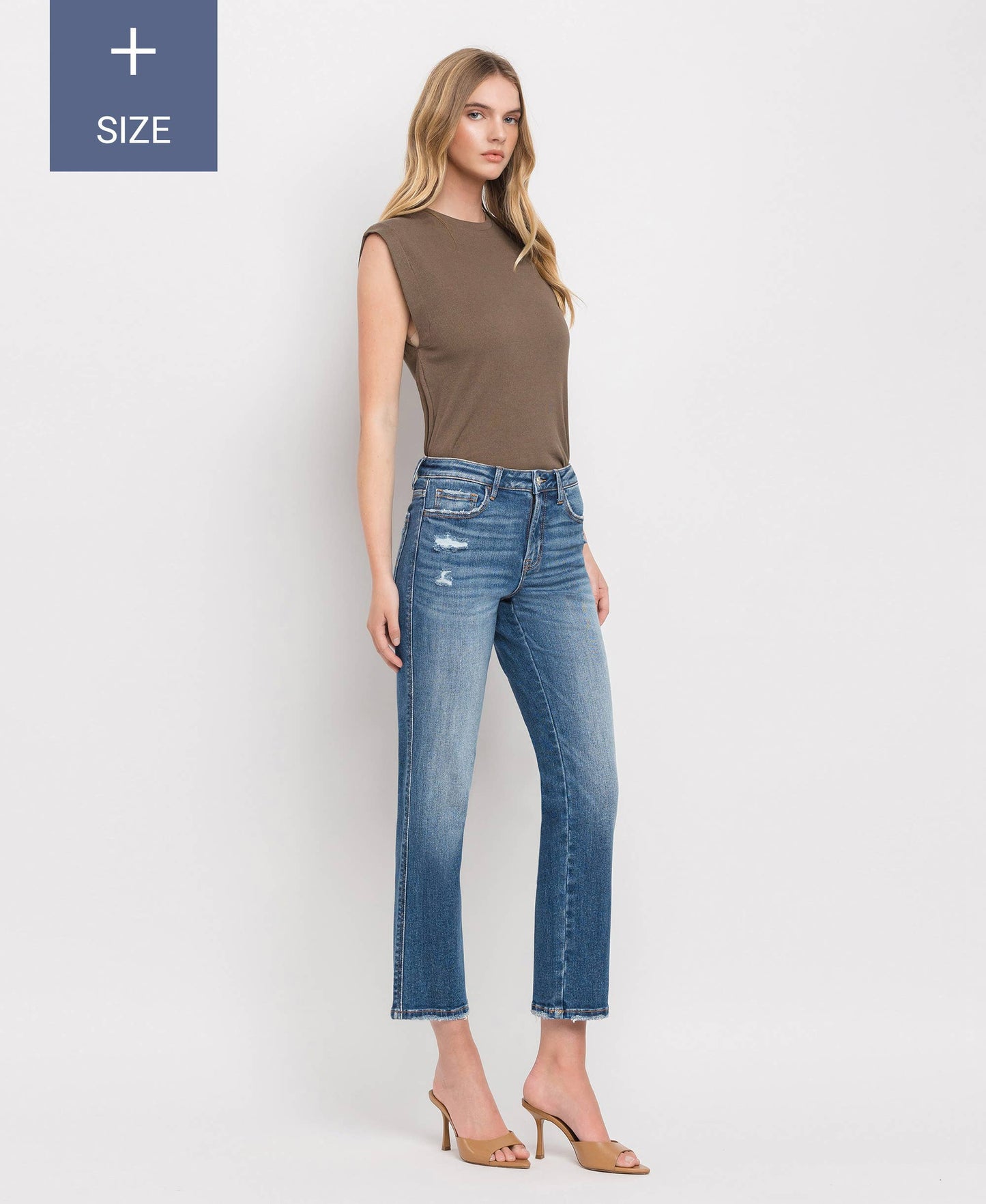 Curvy High Rise Crop Straight Jeans