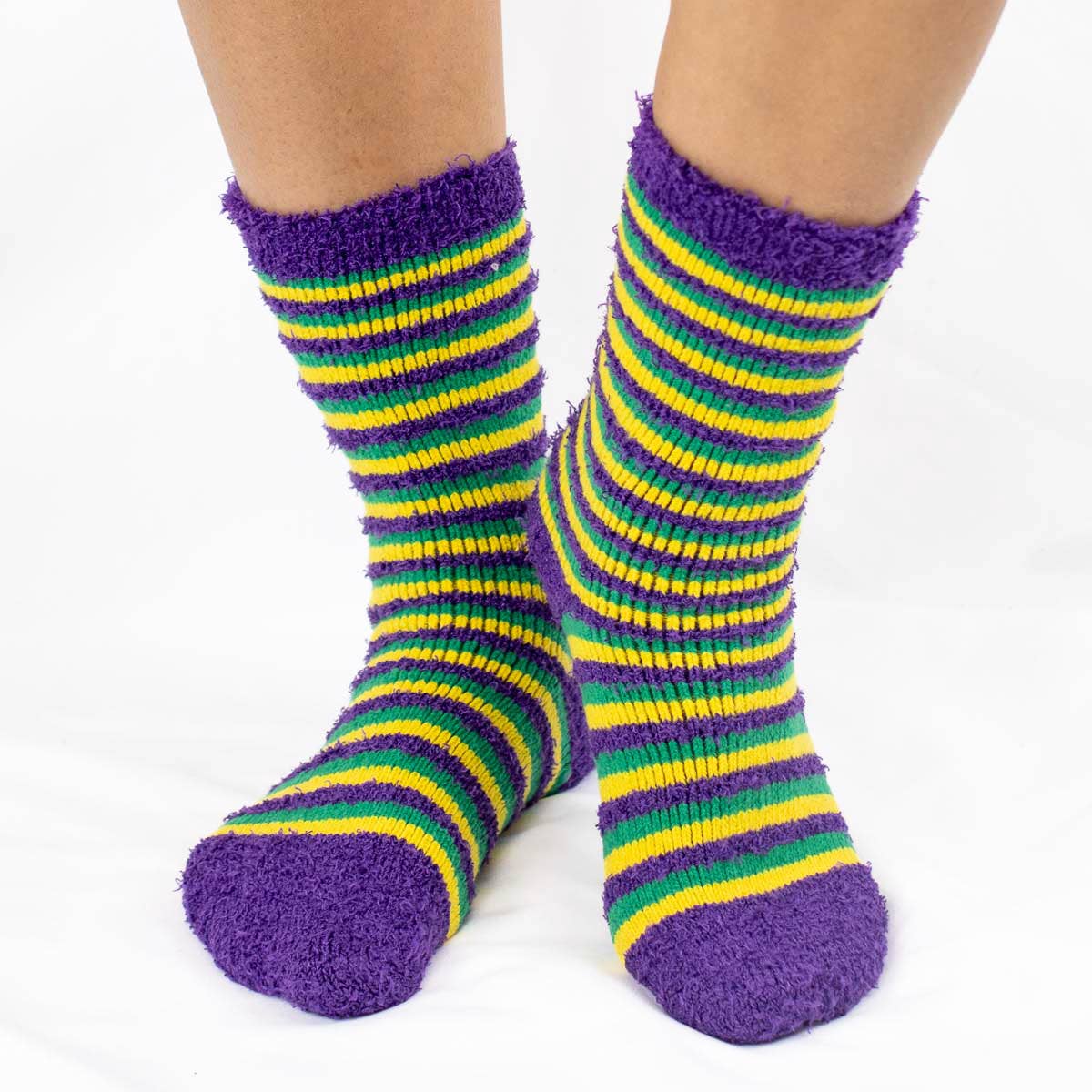 Women's Stripe Snuggle Socks Purple/Yellow/Green One Size