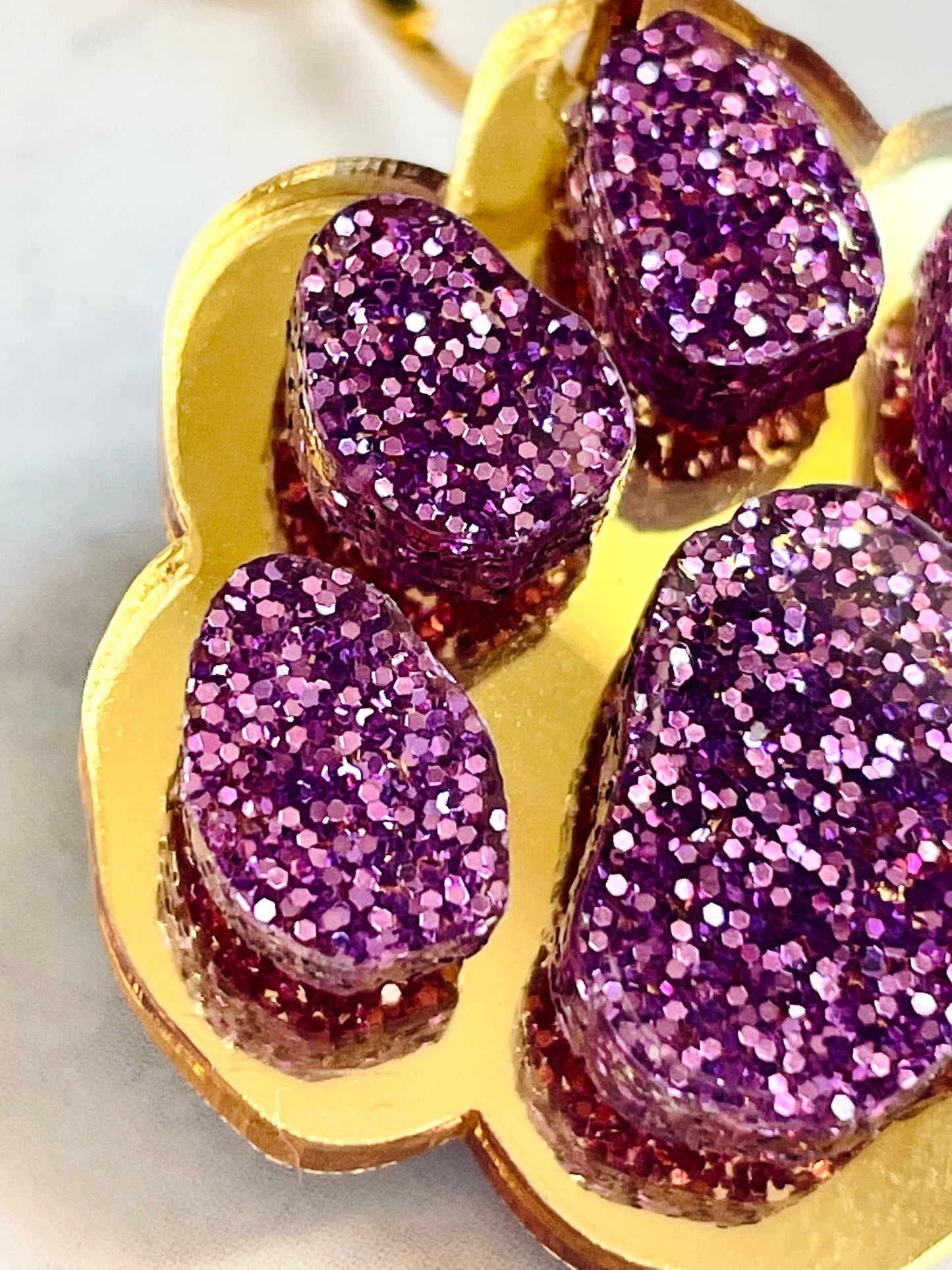 Purple & Gold Football Sports Paw Hoop Earrings