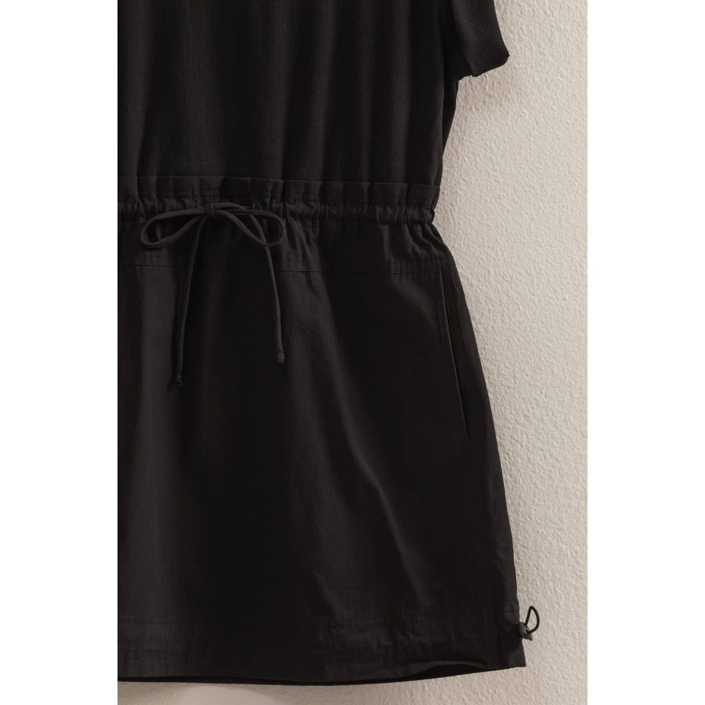 Short Sleeve Elasticized Waist Mini Dress