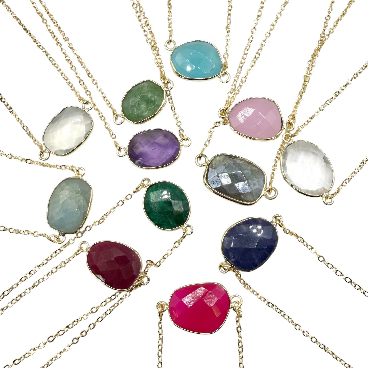 Gemstone bezel necklace