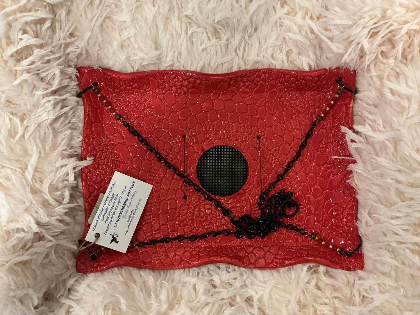 Large Rectangular Bird Feeder w/screen Red