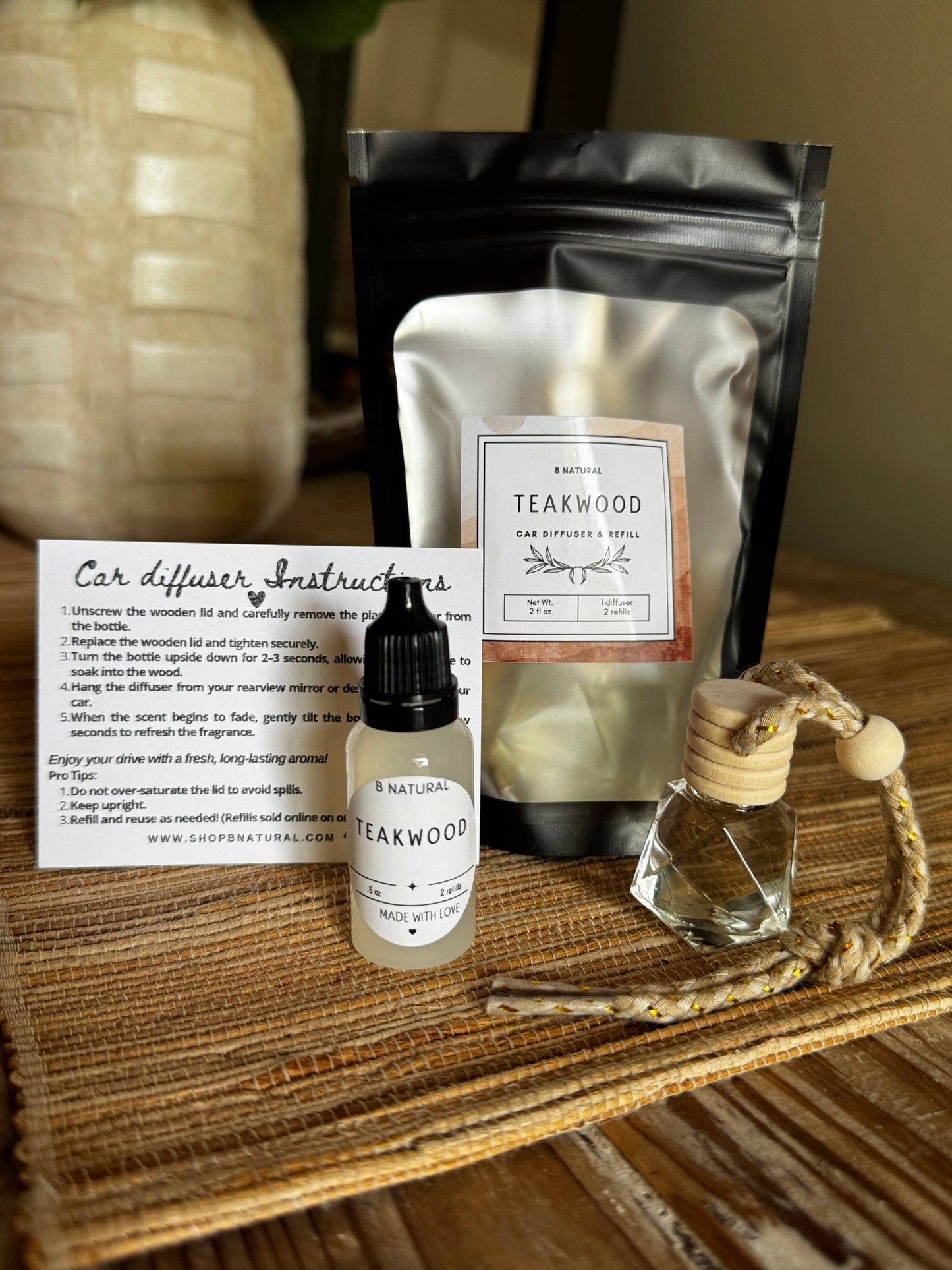 Car Fragrance Diffuser| Teakwood- Pouch/Refill
