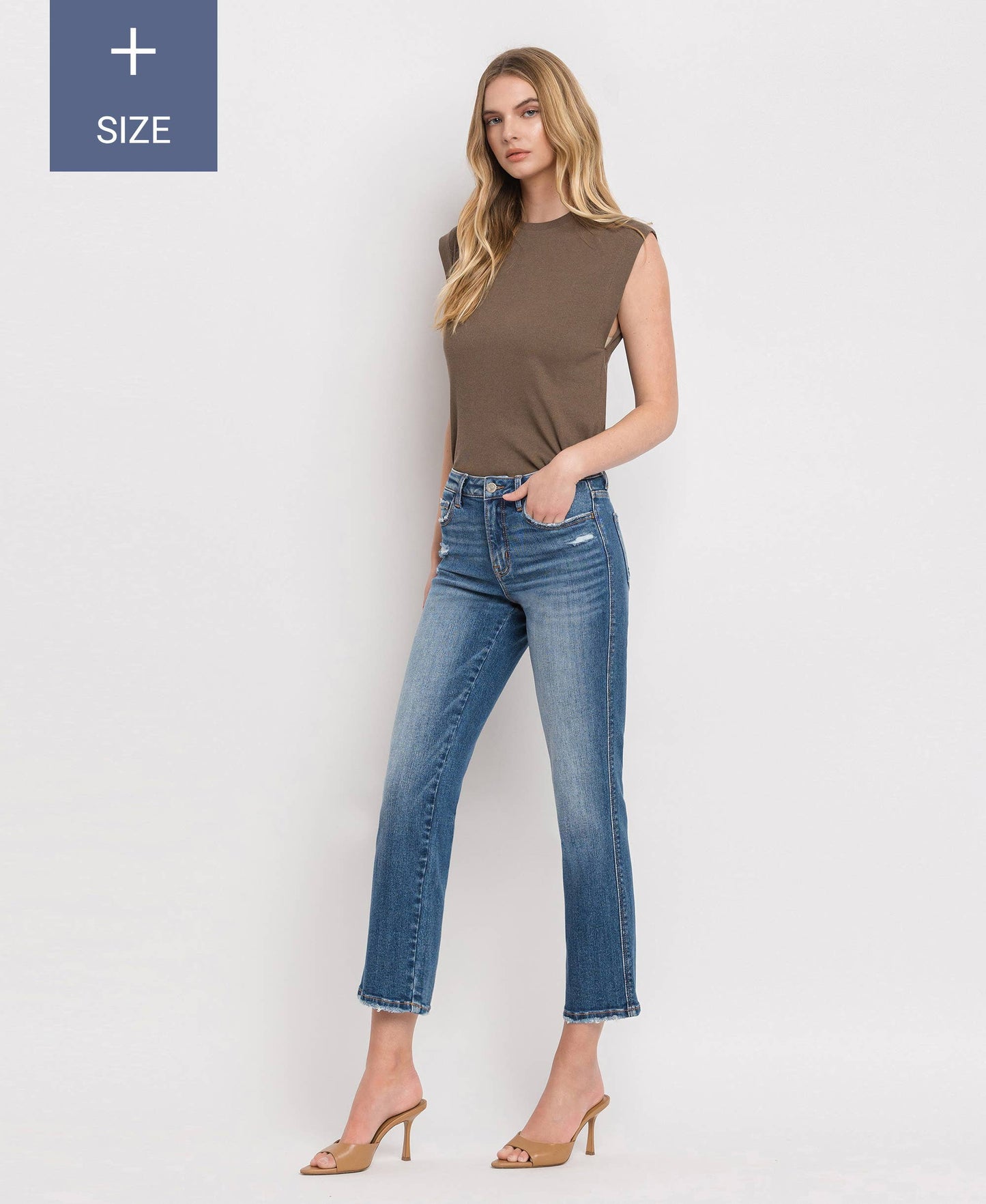 Curvy High Rise Crop Straight Jeans