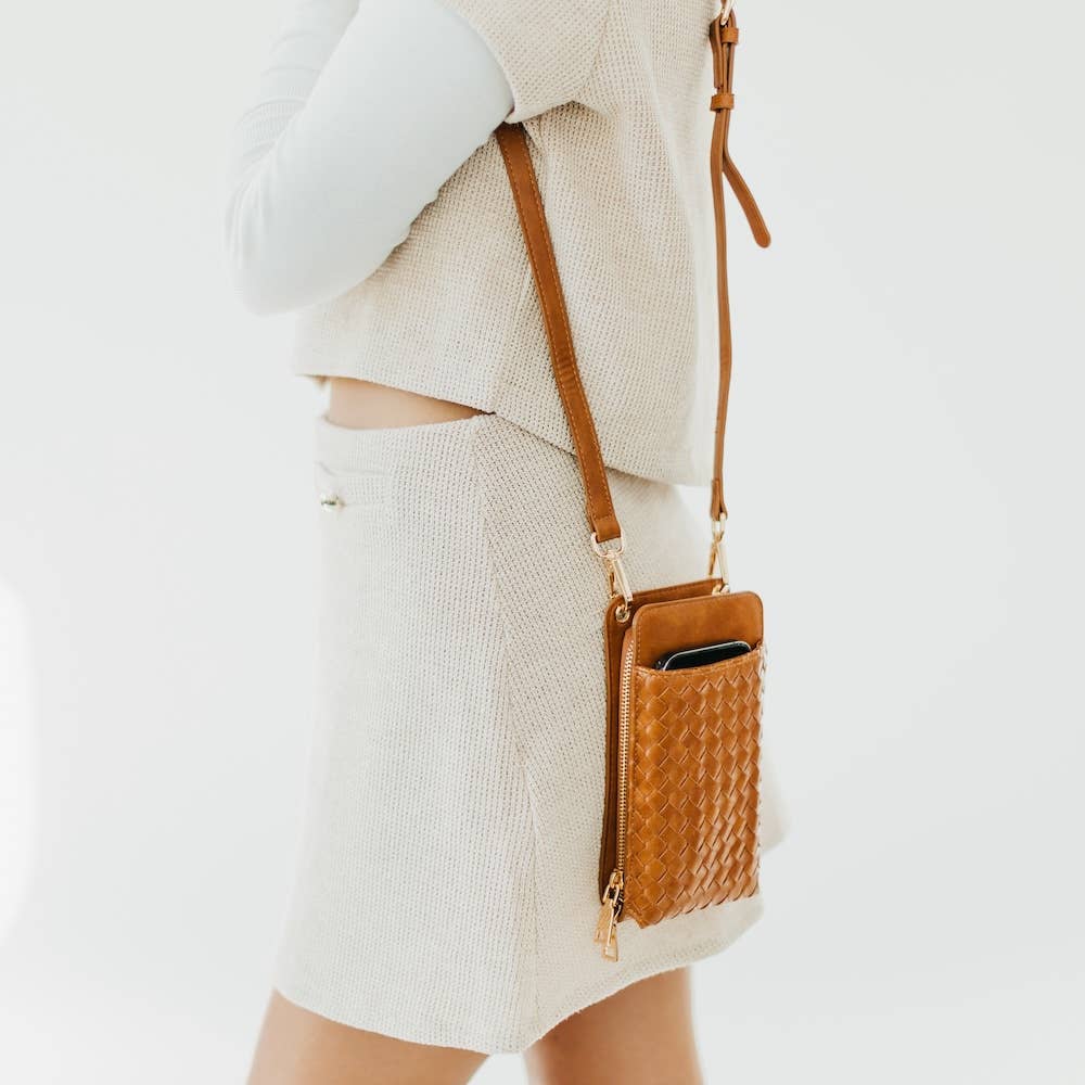 Brown Woven Double Duty Phone Bag