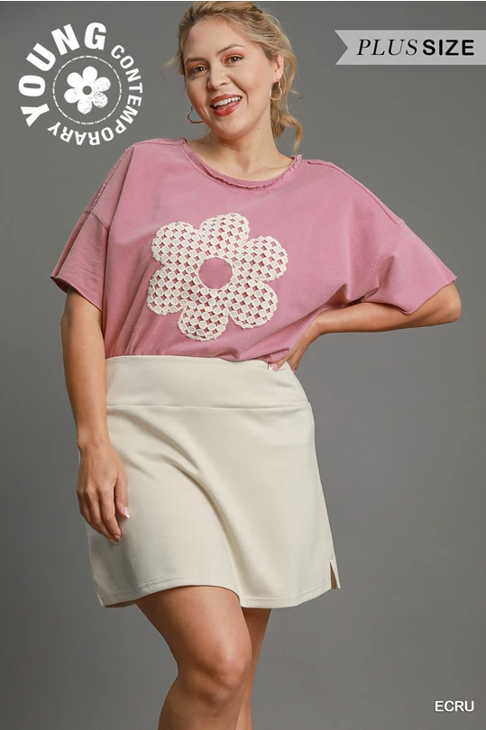 Cream Luxeknit skort Curvy