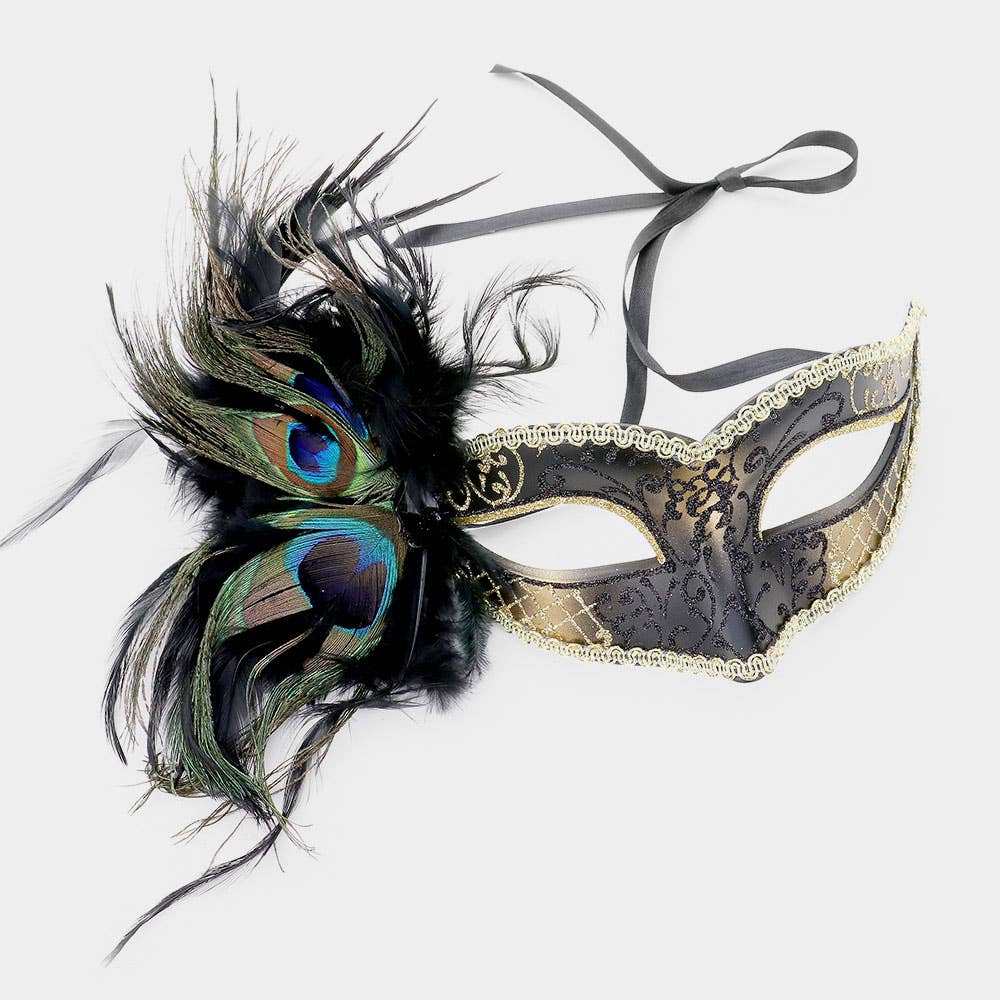 Peacock Feather Venetian Masquerade Mask