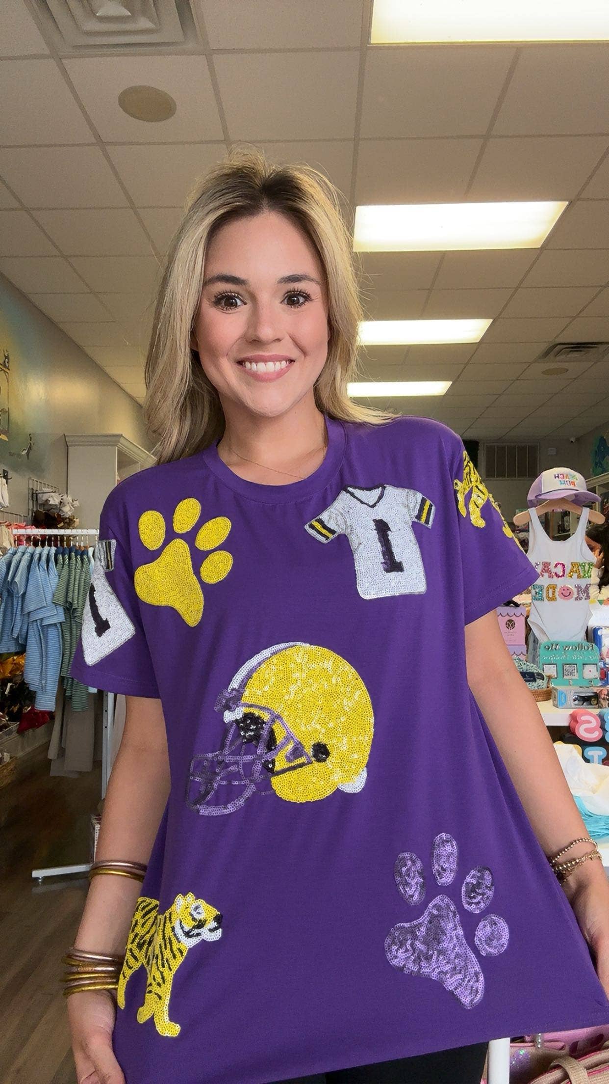 Purple Tiger Game Day Sequin T-Shirt