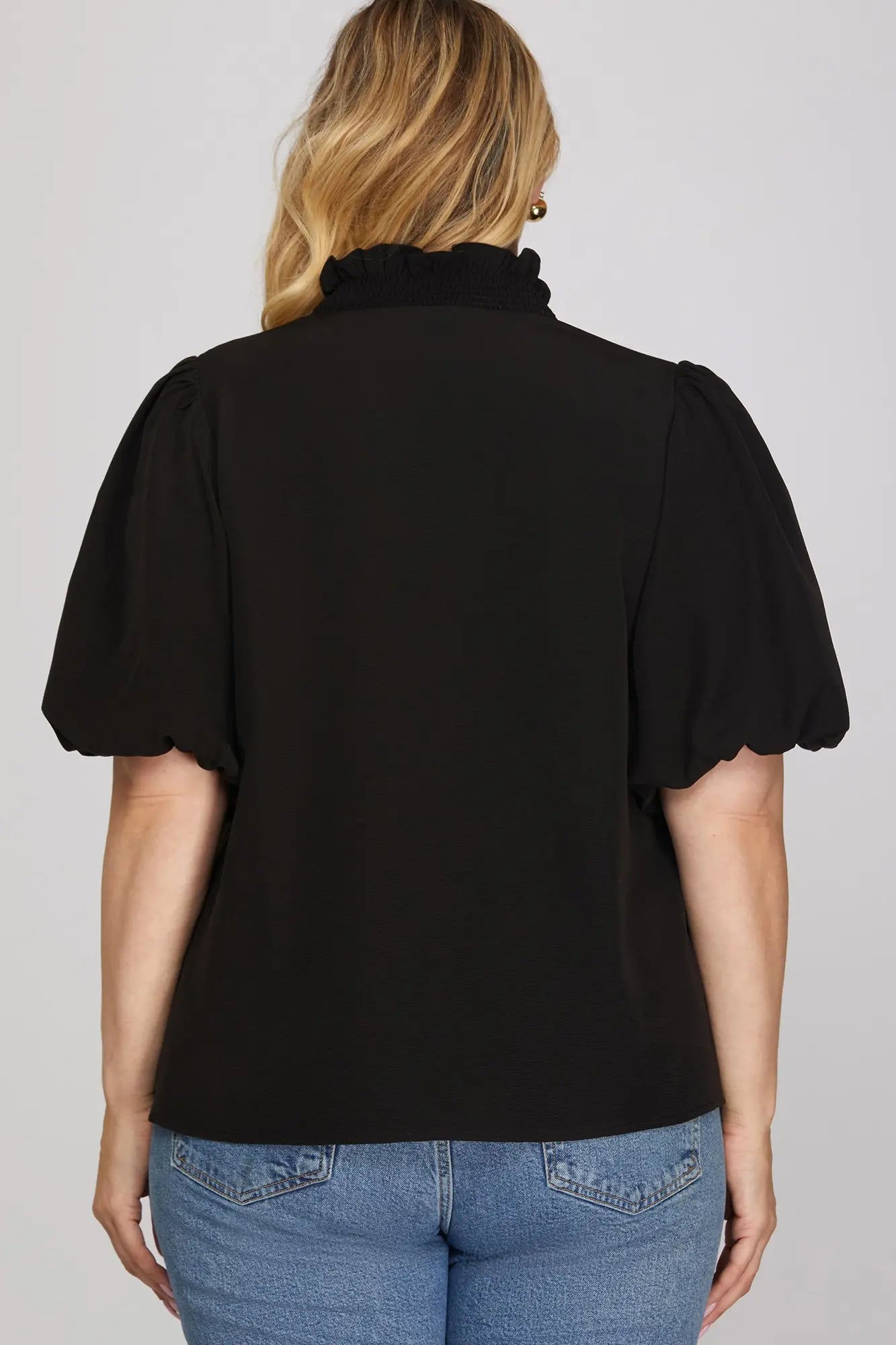 The Charolette Black Ruffle Blouse -Curvy