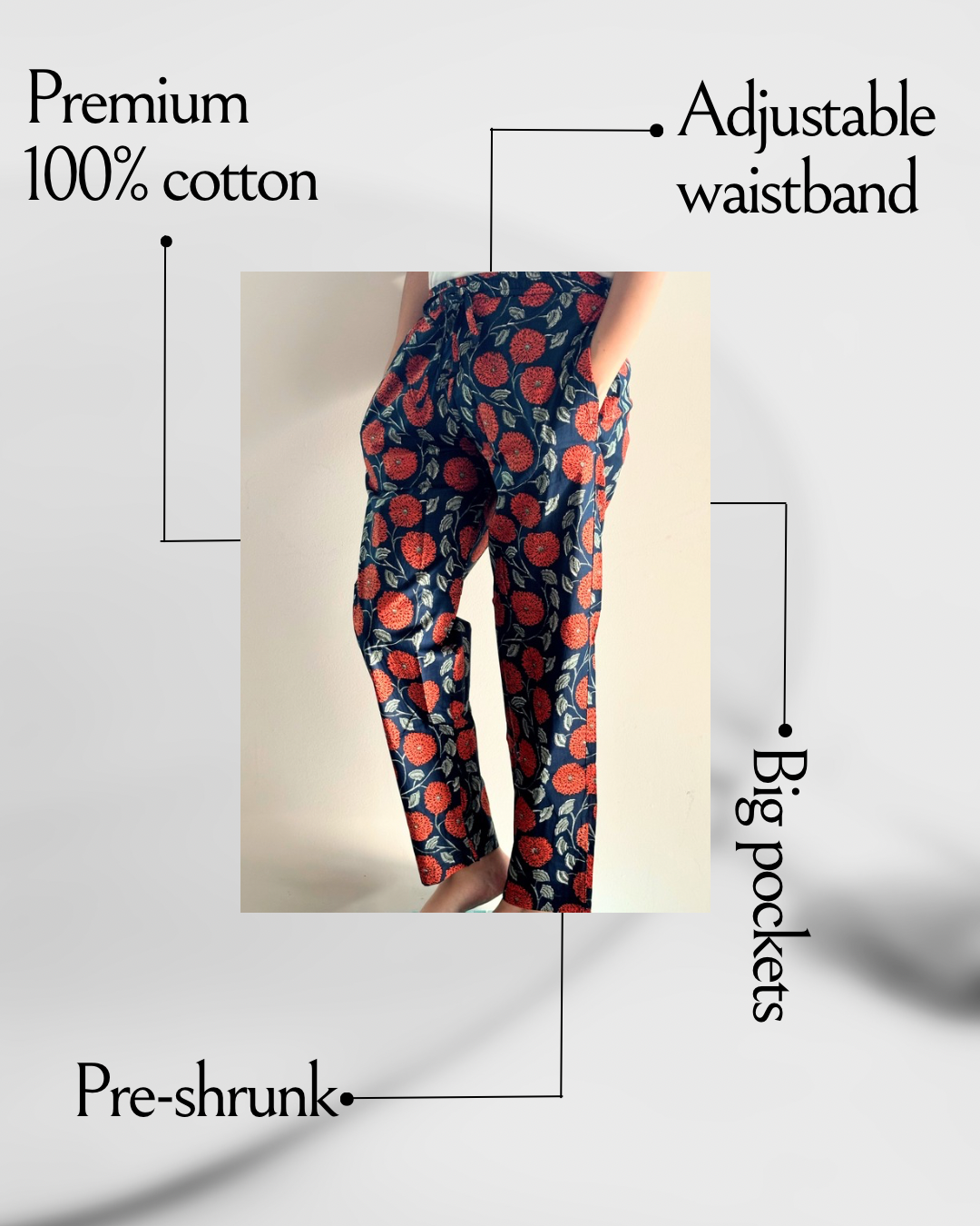 Cotton Pajama Pants Women - Midnight Marigold