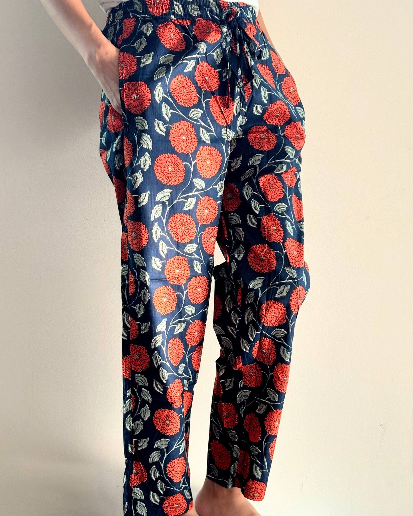 Cotton Pajama Pants Women - Midnight Marigold