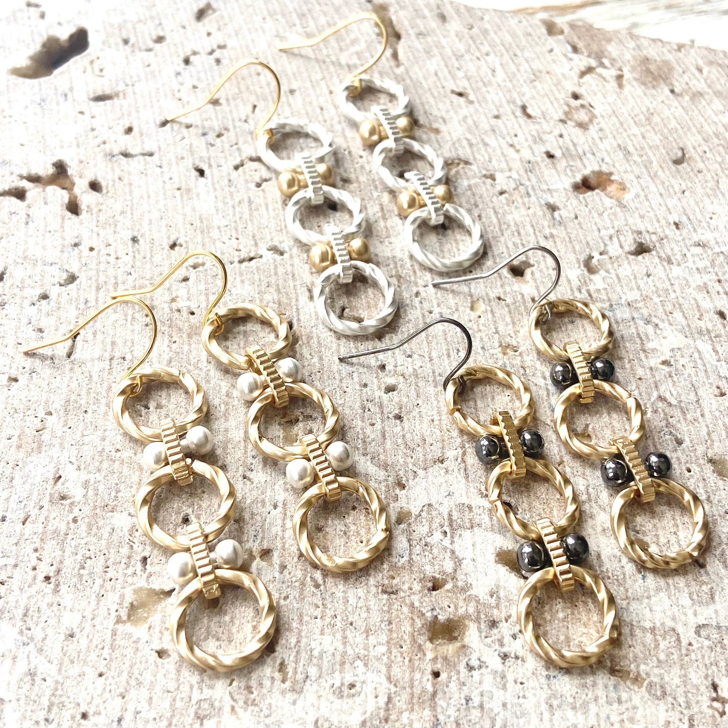 Handmade earrings matte metal