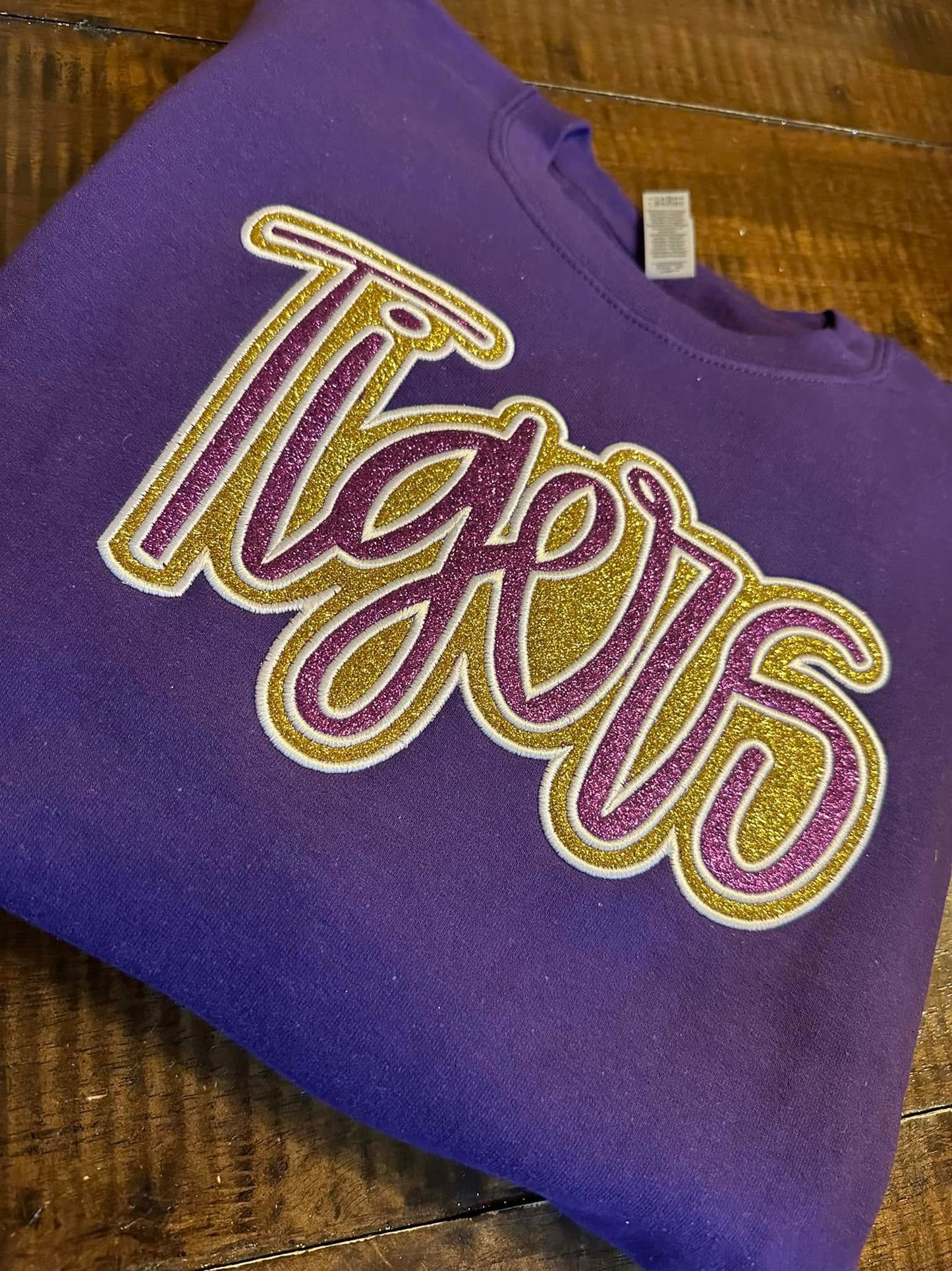 Tigers Double Embroidery Sequin Crewneck