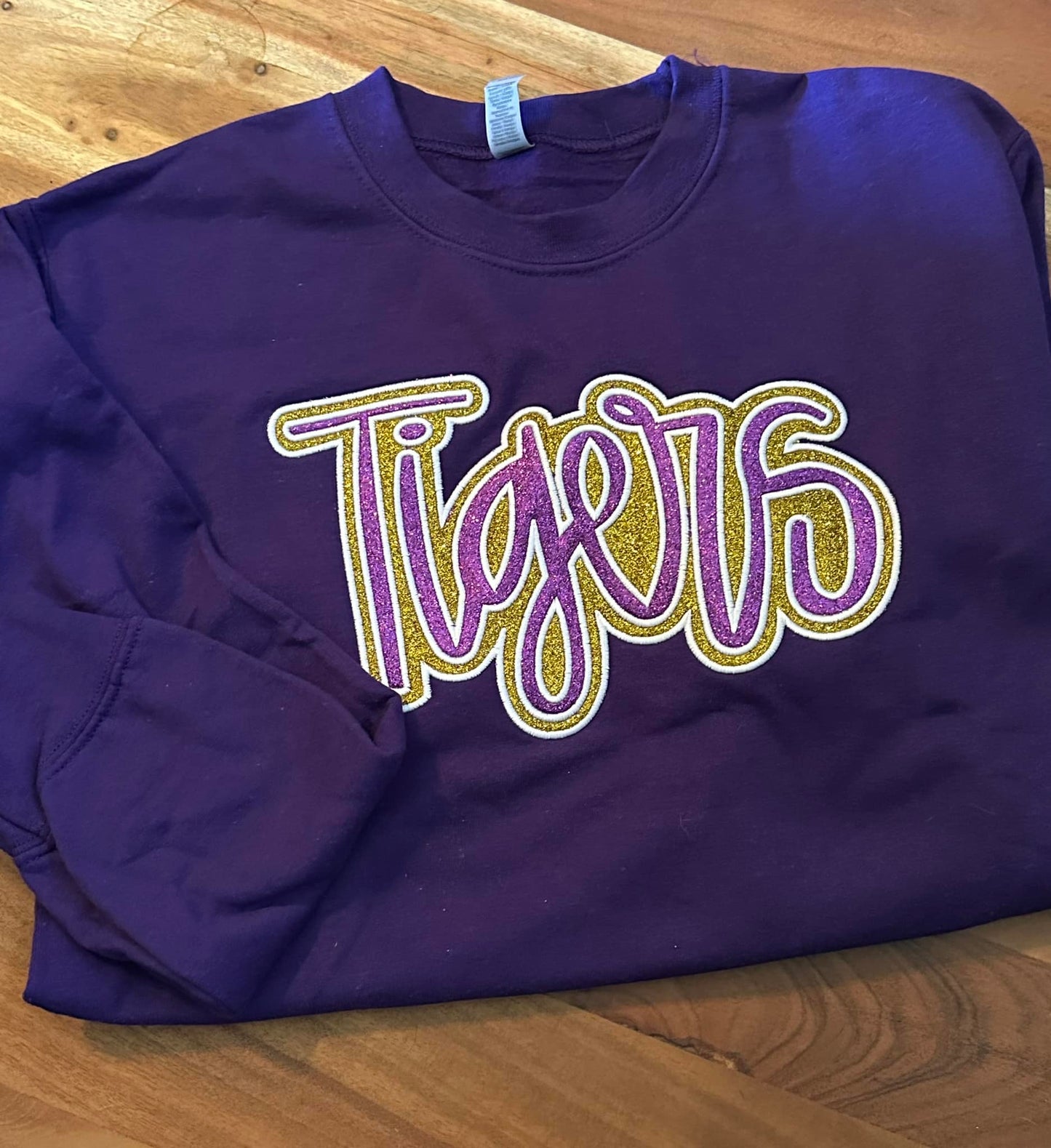 Tigers Double Embroidery Sequin Crewneck