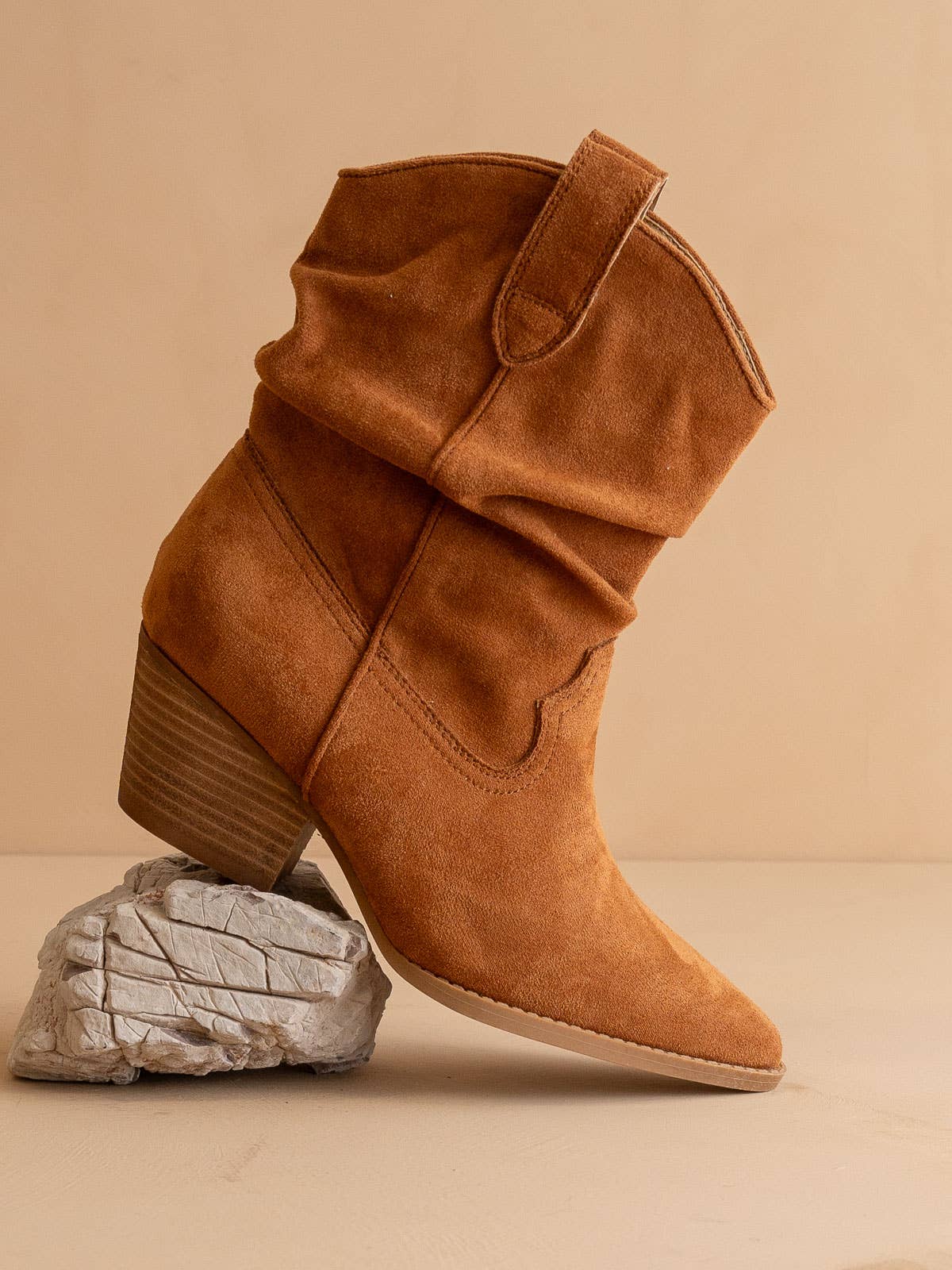 The Kit | Caramel Slouchy Western Bootie