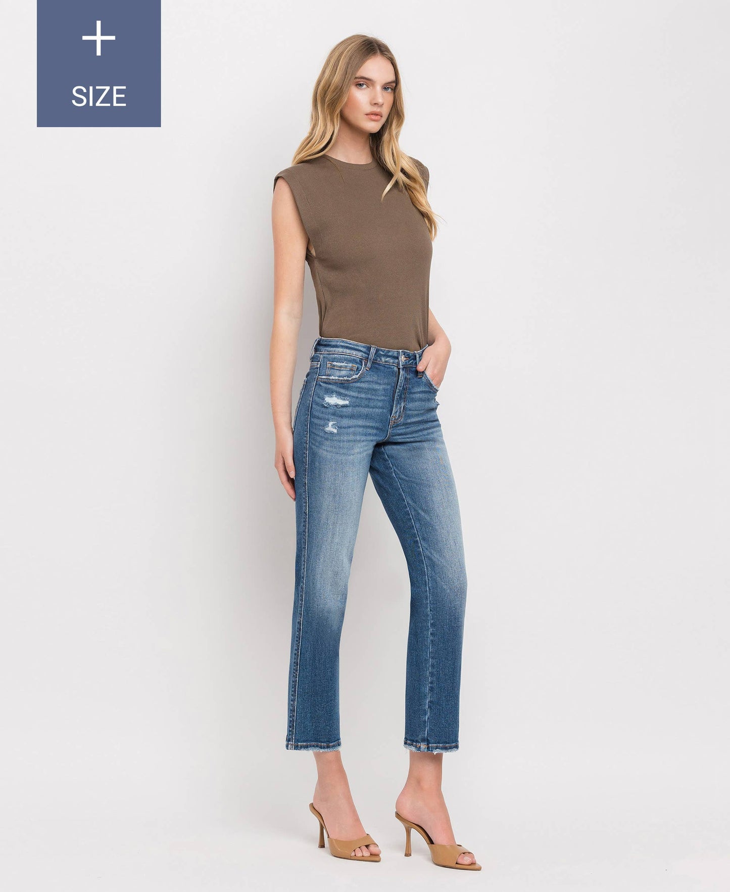 Curvy High Rise Crop Straight Jeans